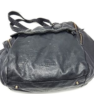 Black Leather Handbag with Braided Straps